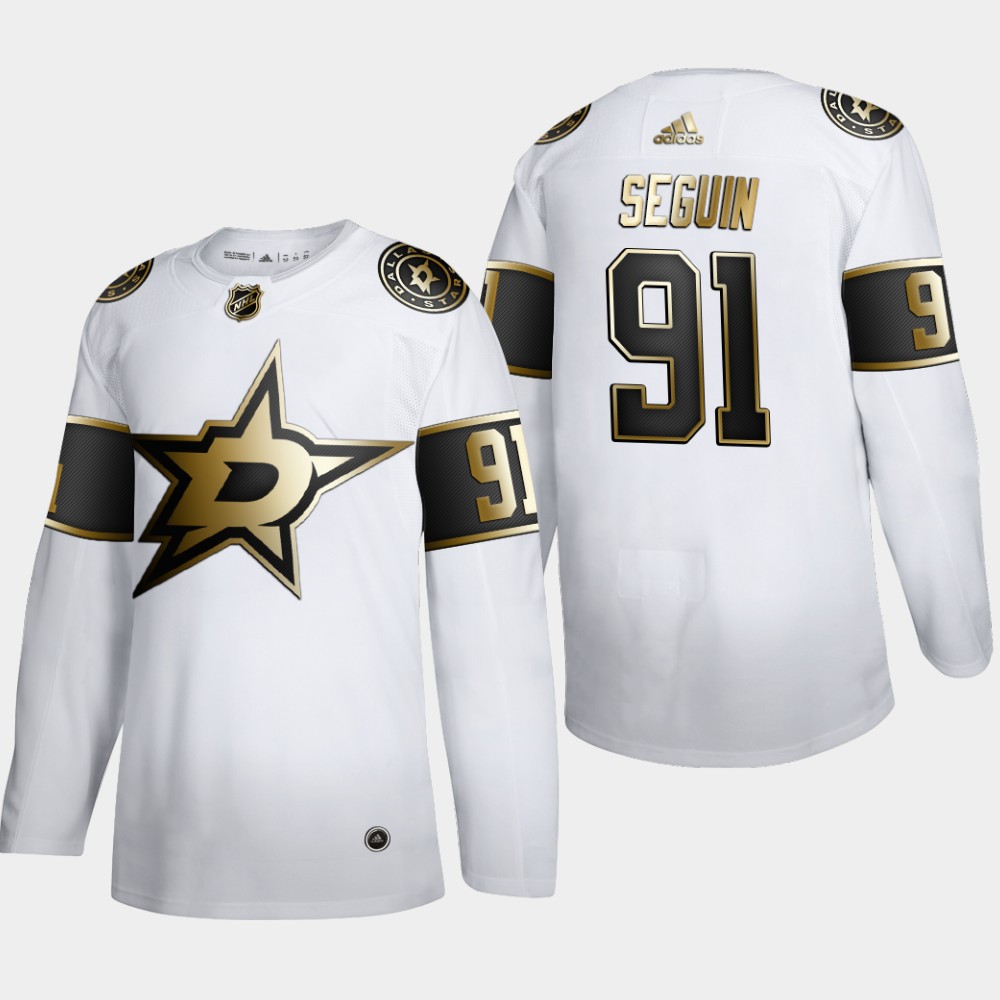 Dallas Stars #91 Tyler Seguin Men Adidas White Golden Edition Limited Stitched NHL Jersey->dallas stars->NHL Jersey